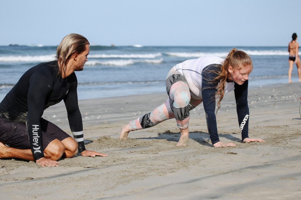 Practicing pop ups on the beach