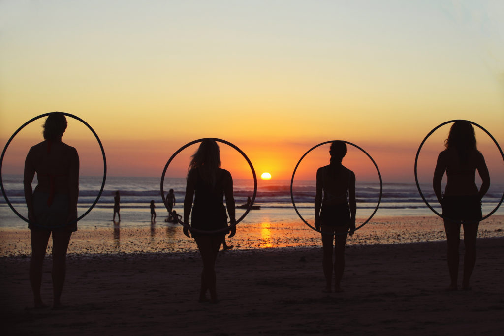 Hula hooping at sunset